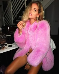 TOPFUR Top Fashion Pink Real Fox Fur Coat Genuine Fox Fur Jackets Natural Luxury Fur Coats Thick Warm Winter Slim Woman Overcoat