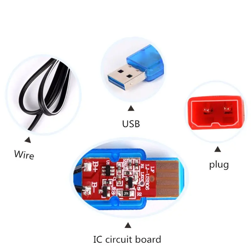 3.7V Battery Charging Units USB Battery Charger For JST-2P reverse Female Plug