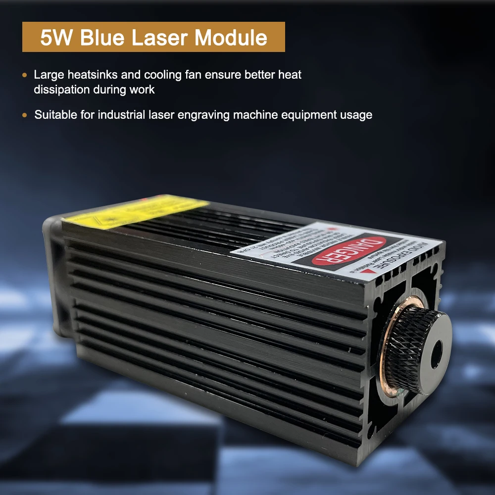 

5W DC 12V Laser Module Laser Head 450nm Blue Lase for DIY Laser Engraving Machine Wood Marking Cutting Tool with Cooling Fan US