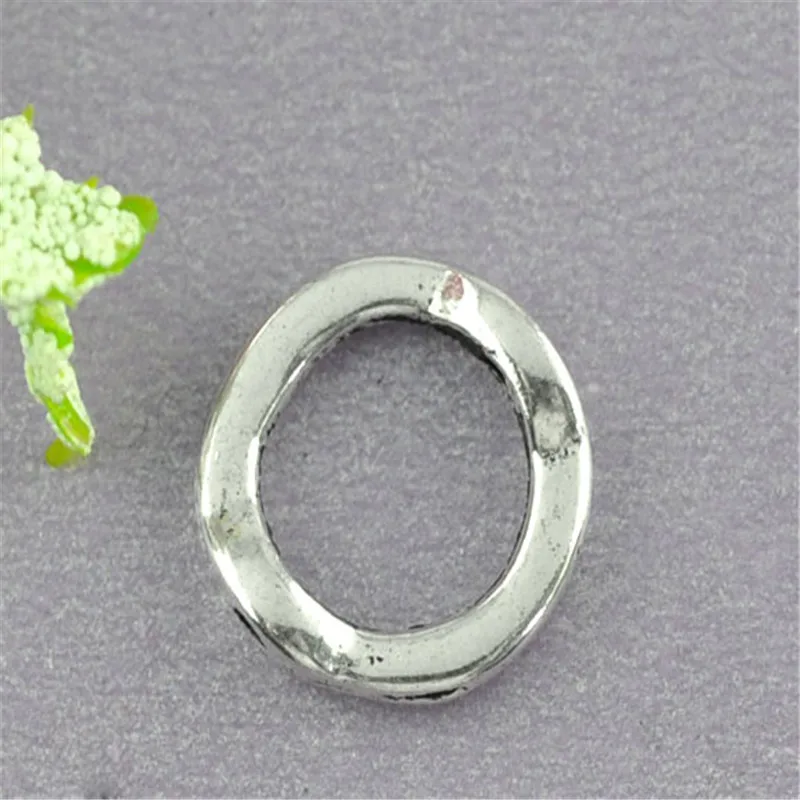 50 PCs Doreen Box  Circle Bead Frame Findings 13mm Dia.  ( Fit 8mm Bead ) Znic Alloy Silver Color For DIY Jewelry Making