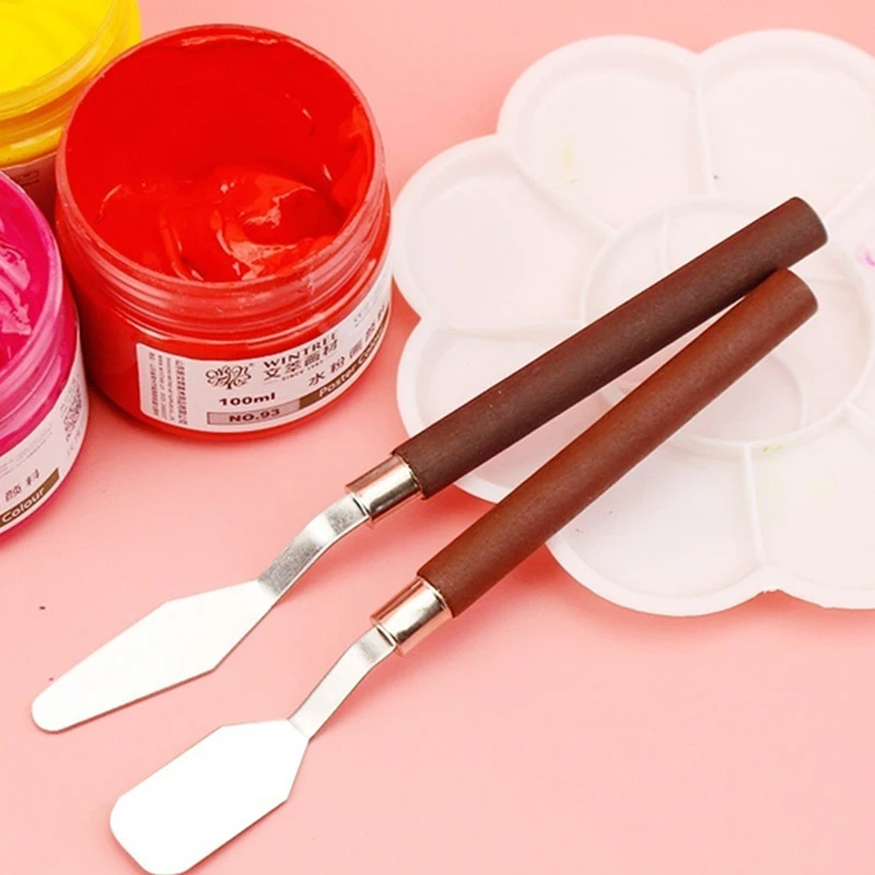 5pcs Painting Knife Wooden Handle Stainless Steel Spatula Kit Palette Knife For Oil Painting Knife Fine Professional Art Tools