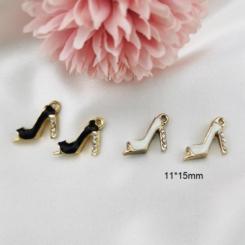 MuhNa 10Pcs Enamels High Heels Charms Making Women Shoe Pendant Necklaces Keychains Jewelry Wholesale 15*11mm YZ882