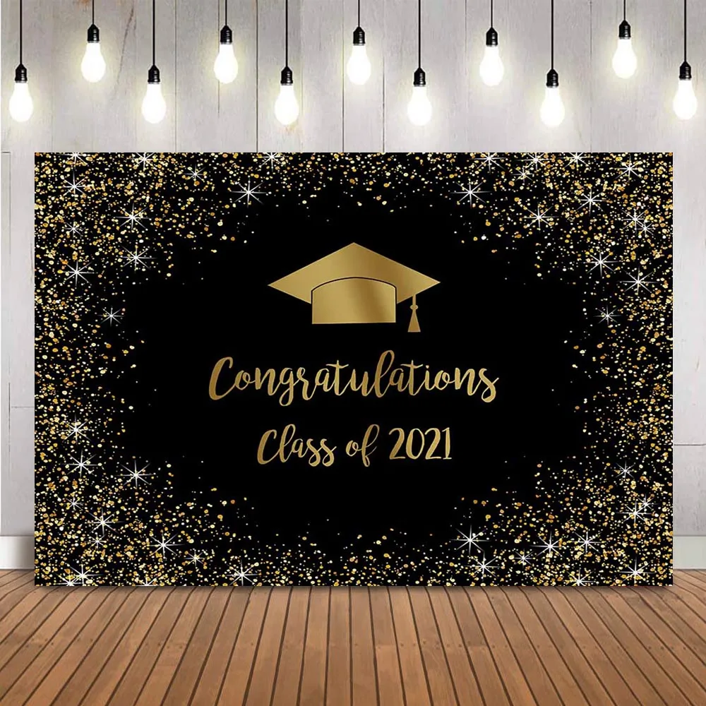 

Class of 2021 birthday backdrop Black Glitter Graduation Prom Theme Party Decoration Congratulations Grad Party Photo Props