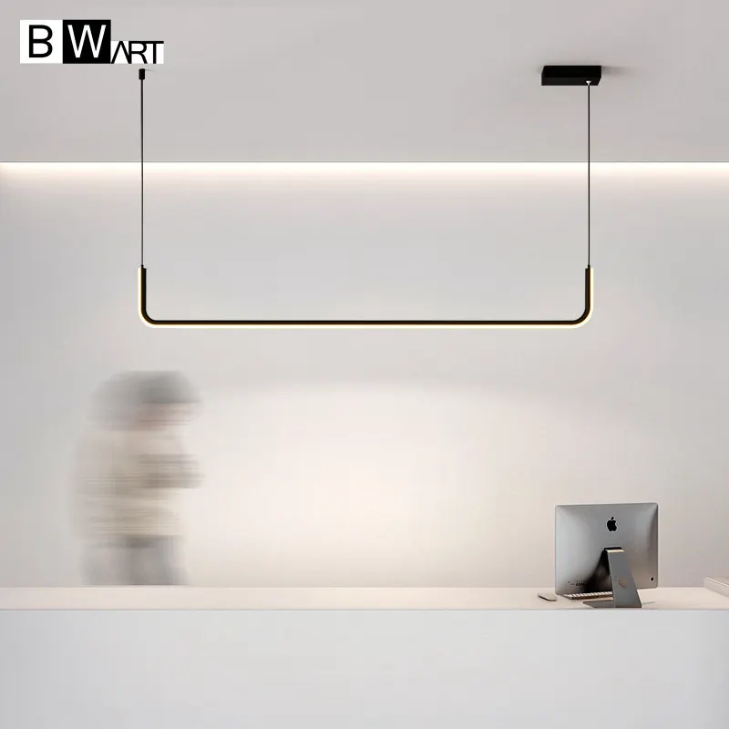 

LED Pendant Lamp for Kitchen Office Lustre Modern Minimalist Black Chandelier Lights Dining Room Table Home Decor Luminaire