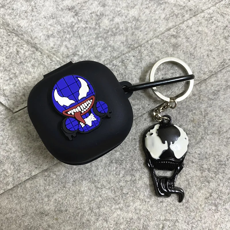 Hoạt Hình Marvel Tai Nghe Chụp Tai Dành Cho Samsung Galaxy Nụ Sống/Pro Ốp Tai Nghe Không Dây Bluetooth Ốp Lưng Kim Loại Móc Khóa