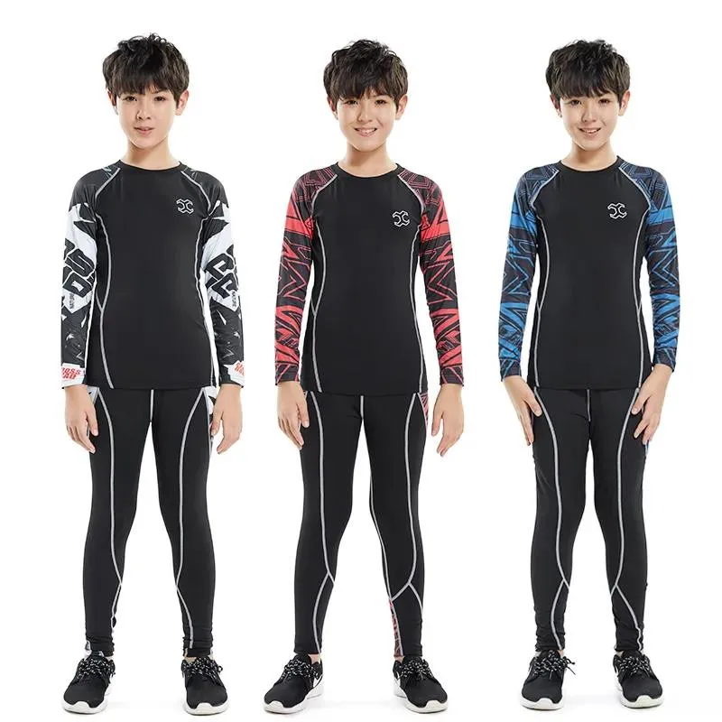 Kids Running Set Children Boy Girl Men Women Fitness Basketball Football Sport Hiking Skiing Thermal Underwear Suit Tracksuit 09