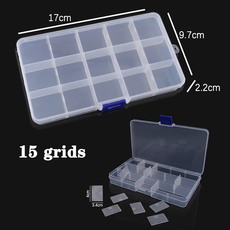 Plastic Sieradendoos 10/15/24 Compartiment Slot Organizer Opslag Kralen Container Verstelbare Sieraden Opbergdoos Rechthoek Case