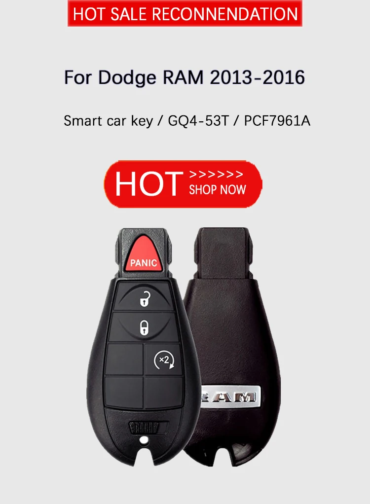 Original Keyless Entry GQ4-53T For Dodge RAM 2013-2018 Dodge RAM 1500 2500 3500 Smart Key Fob Fobik 433MHZ PCF7961A Chip