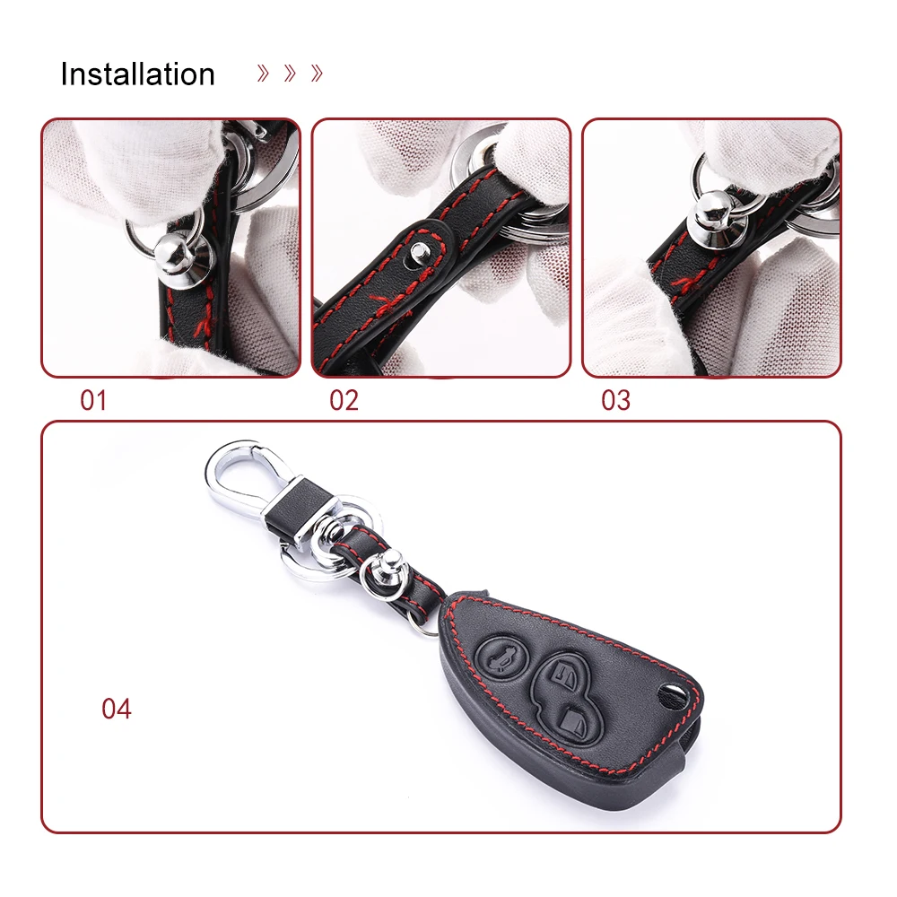 Genuine Leather Car Key Case Cover For Alfa GT JTD TS Romeo 147 156 166 Folding Flilp Keychain Remote Shell Cover Accessories