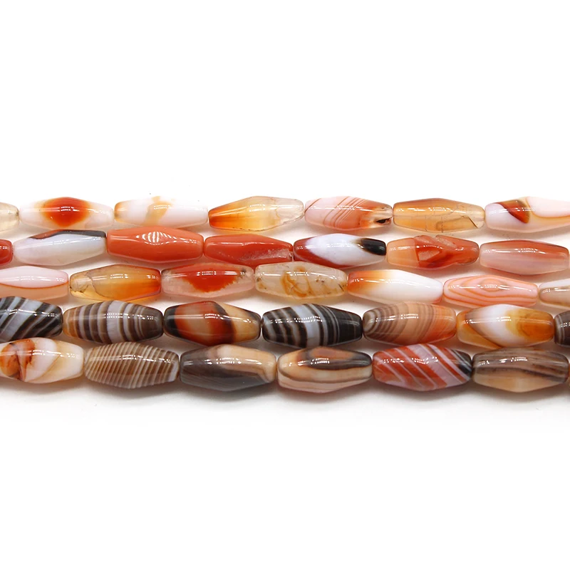 Wholesale Natural Botswana sardonyx Onyx Agates Stone Beads DIY Rice Tube Loose Spacer Beads For Jewelry Making Strand 15 Inch