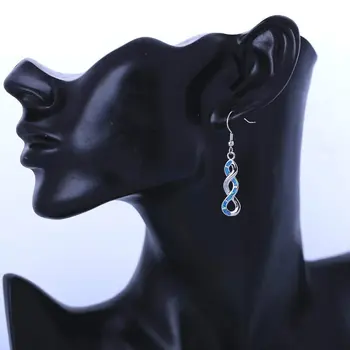 全新時尚波浪垂墜耳環,女士納比藍火歐泊吊墜耳環,新娘婚禮珠寶禮物 10 最佳銷售 藍色蛋白石 - №9