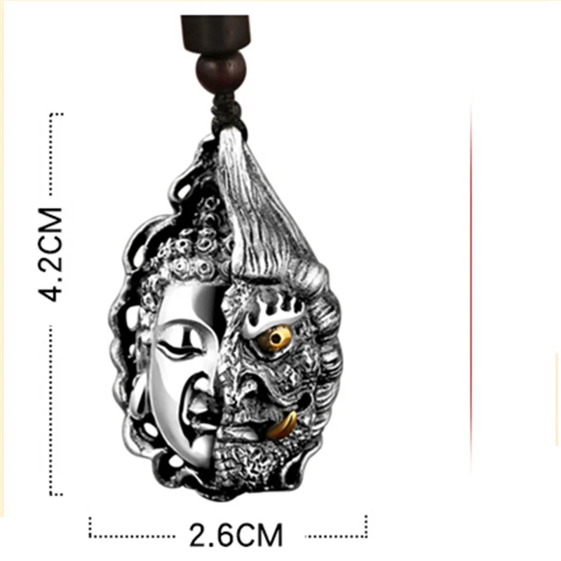 Personality Buddha Demon Pendant Necklace For Men Jewelry Fashion 925 Silver Necklace Male Anniversary Accessories Buddhist Gift