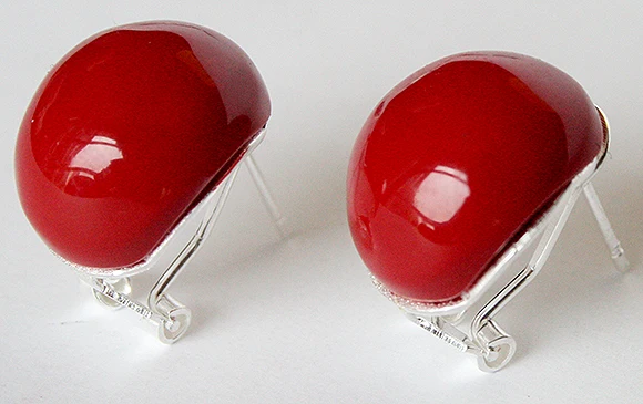 

hot sell new charm 925 Silver 18mm Red Coral Beads Stud Earrings lady's fashion jewelry