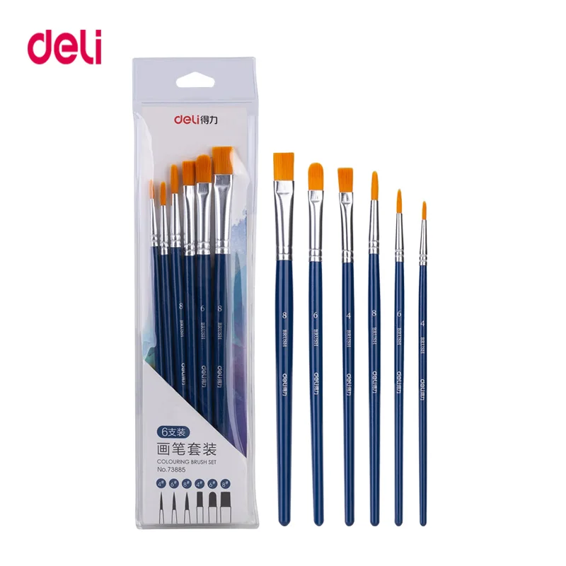 

Набор кистей Deli для учеников начальной школы, используется кисть нейлоновая для рисования маслом для начинающих