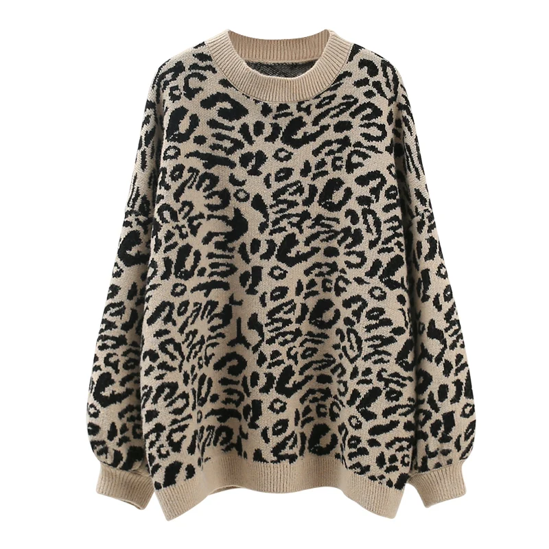 Autumn 2020 new leopard print sweater women\'s pullover Korean version loose lazy style small fresh sweater top