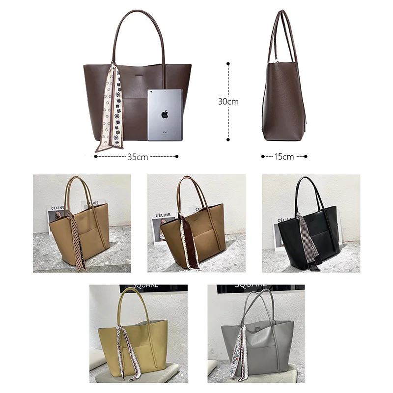 Women Bag Microfibre Leather Tote Female Elegant Soft Leather Shoulder Bag Lady Daily Using Handbag 2pcs Set Shopping Bags New