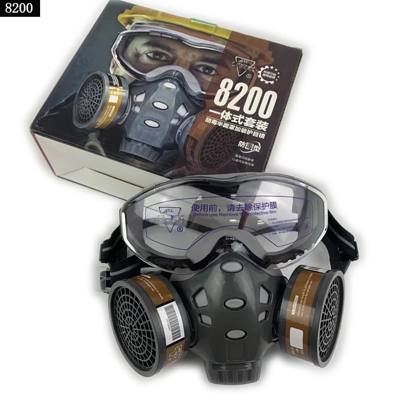 Full Face Gas Mask With Glasses Safety Spray Paint Chemical Pesticide Decoration Formaldehyde Anti-Dust With Filter Respirator
