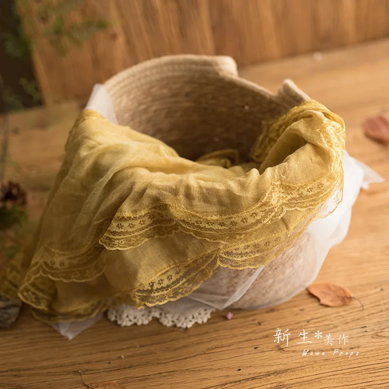 Accessoires de photographie pour nouveau-né, couverture en fil de coton et dentelle douce, pour photo de bébé fille, 180x95cm