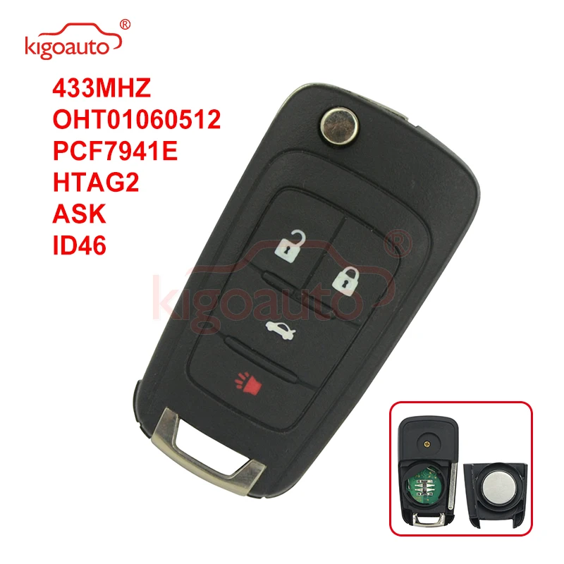 

Дистанционный ключ Kigoauto Uncut Blade 13500227 4 кнопки HU100 ключ 434 МГц для Holden Chevrolet Cruze Vauxhall La Crosse