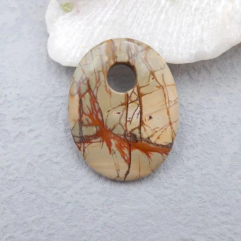 Natural Stone Multi-Color Picasso Jasper Fashion Pendant Bead 45x35x8mm 20g