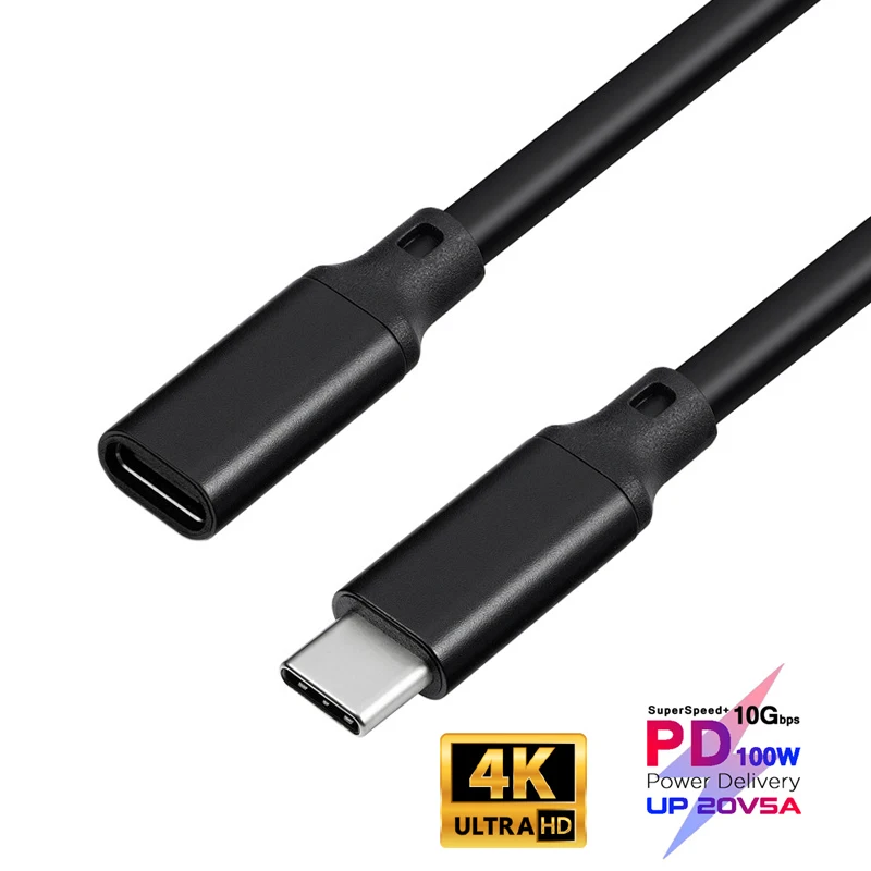 100W PD 5A USB3.1 Type-C Extension Cable 4K @60Hz USB-C Gen 2 10Gbps Extender Cord For Macbook Nintendo Switch SAMSUNG Laptop