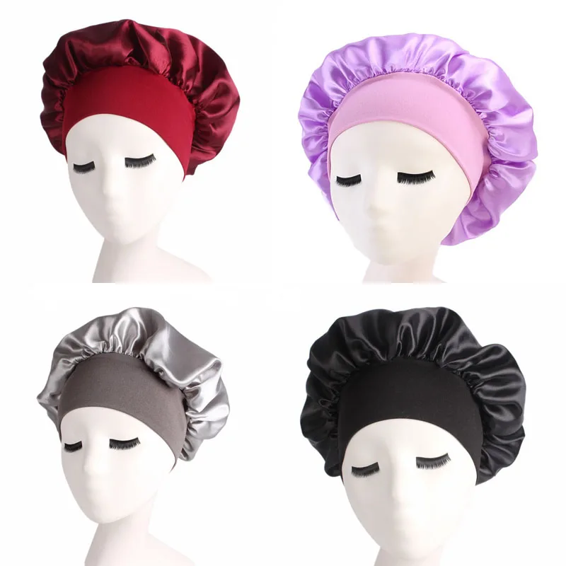 Wide Adjust Women's Satin Bonnet Solid Sleeping Hat Night Sleep Cap Hair Care Bonnet Nightcap For Women Men Unisex Cap bonnet de