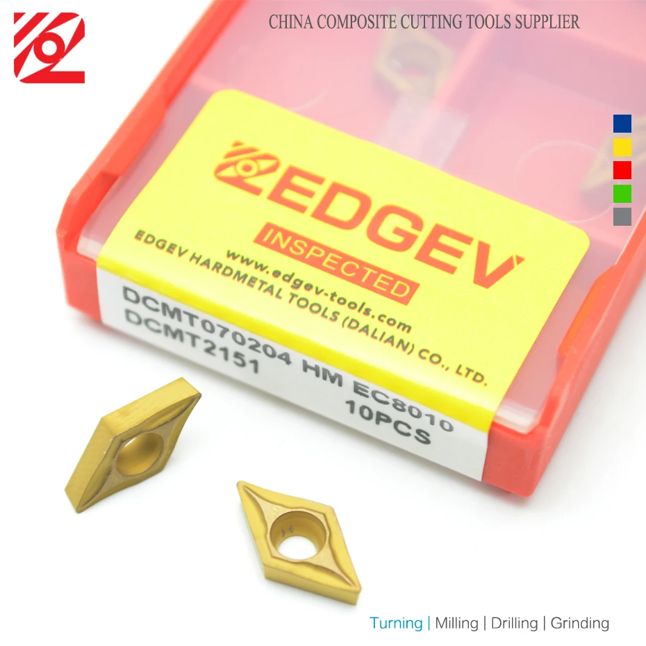 EDGEV-Herramienta de torneado interno de acero, 10 piezas, DCMT070204, DCMT070208, DCMT11T304, DCMT11T308, CNC, inserto de carburo Indexable