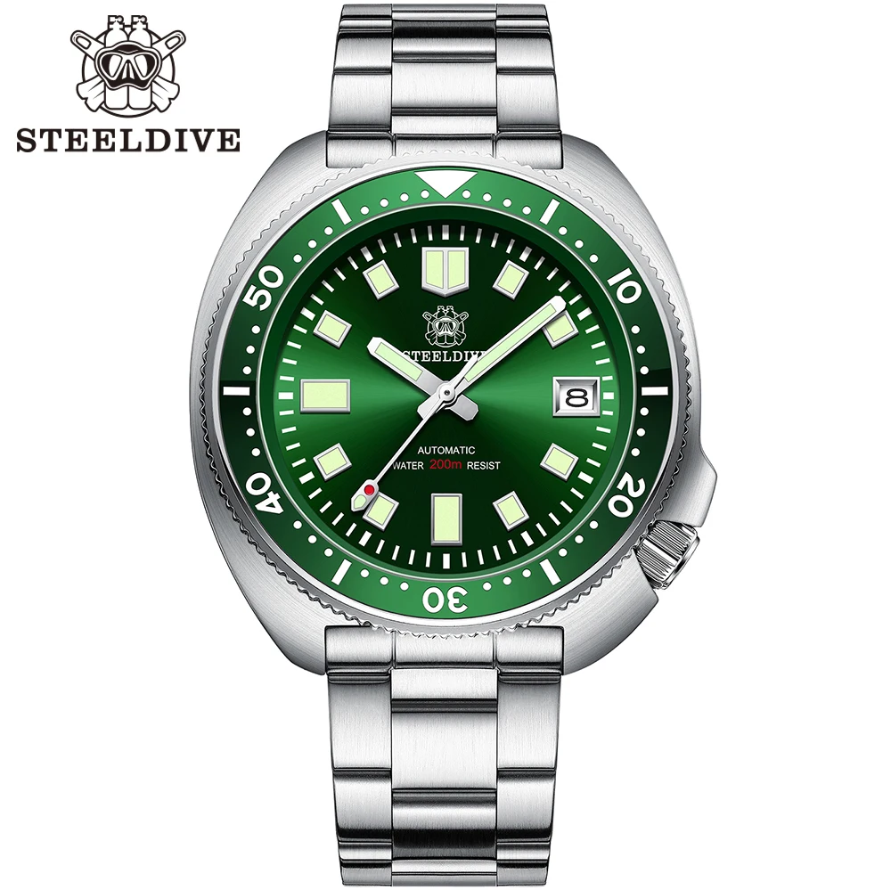 Steeldive SD1970 witte datum achtergrond 200M waterdicht AR-coating saffierglas NH35 6105 schildpad automatisch duikhorloge - afbeelding 1