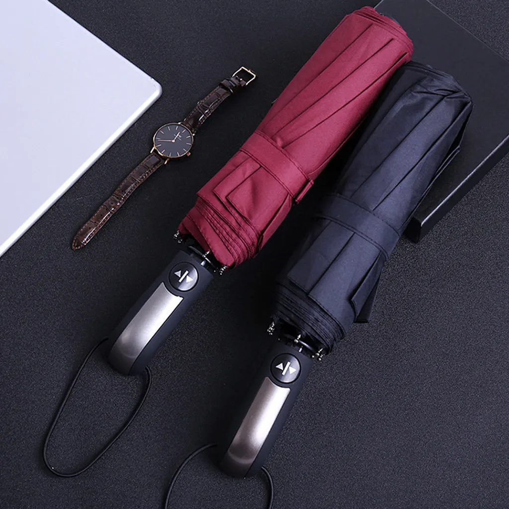 

8 Automatic Umbrella Anti-Wind Thick Business Umbrella Three Fold Anti-UV Windproof Large Umbrella Men Women Fashion