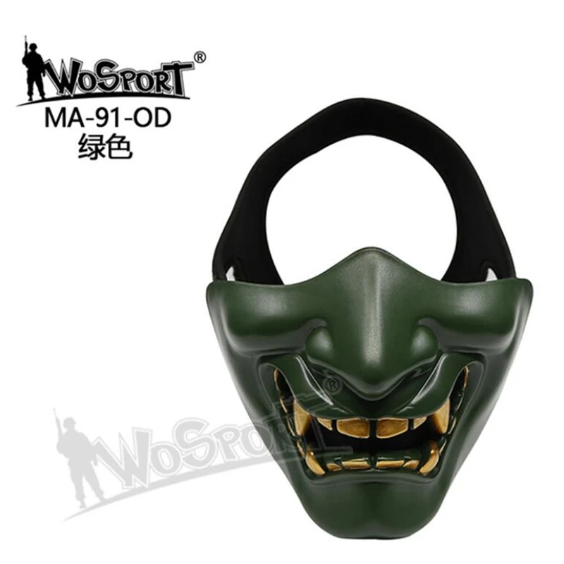 New Prajna Halloween Ball Devil Horror Female Adult Male Grimace Half Face Tactical Mask Game Cosplay Outdoor Mask Samurai Mask