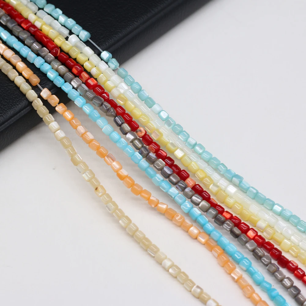 Natural Shell Small Beaded Cylindrical Seawater Shell Loose Beads for Making DIY Jewelry Necklace Bracelet Accessories 3.5x3.5mm