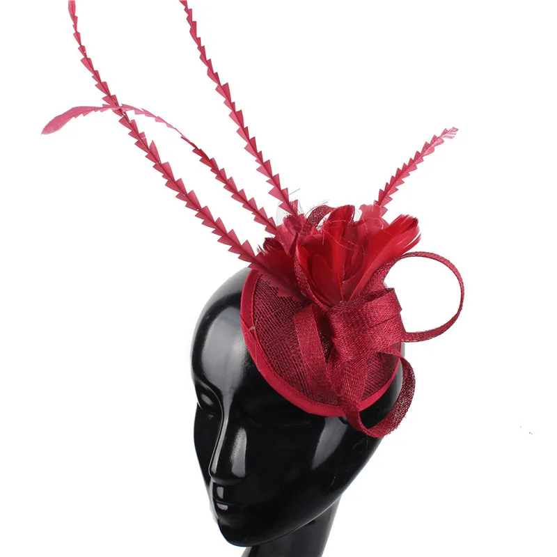 

Sinamay Women Fascinator Hair Clip Cocktail Party Ladies Fedora Hats With Hair Clip Female Wedding Elegant Women Headwear