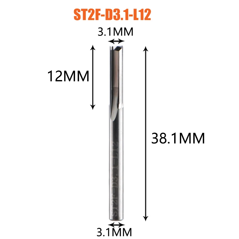 Dreanique 1 st 3.175 4 6 8mm Schacht 2 Fluit Carbide Frees Frezen Graveren Bit Rechte Slot frees