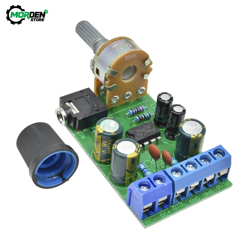 Amplifier Board DC 1.8-12V 2.0 Channel Stereo AUX Audio Amplifier Module AMP with 50K Ohm Potentiometer TDA2822 TDA2822M