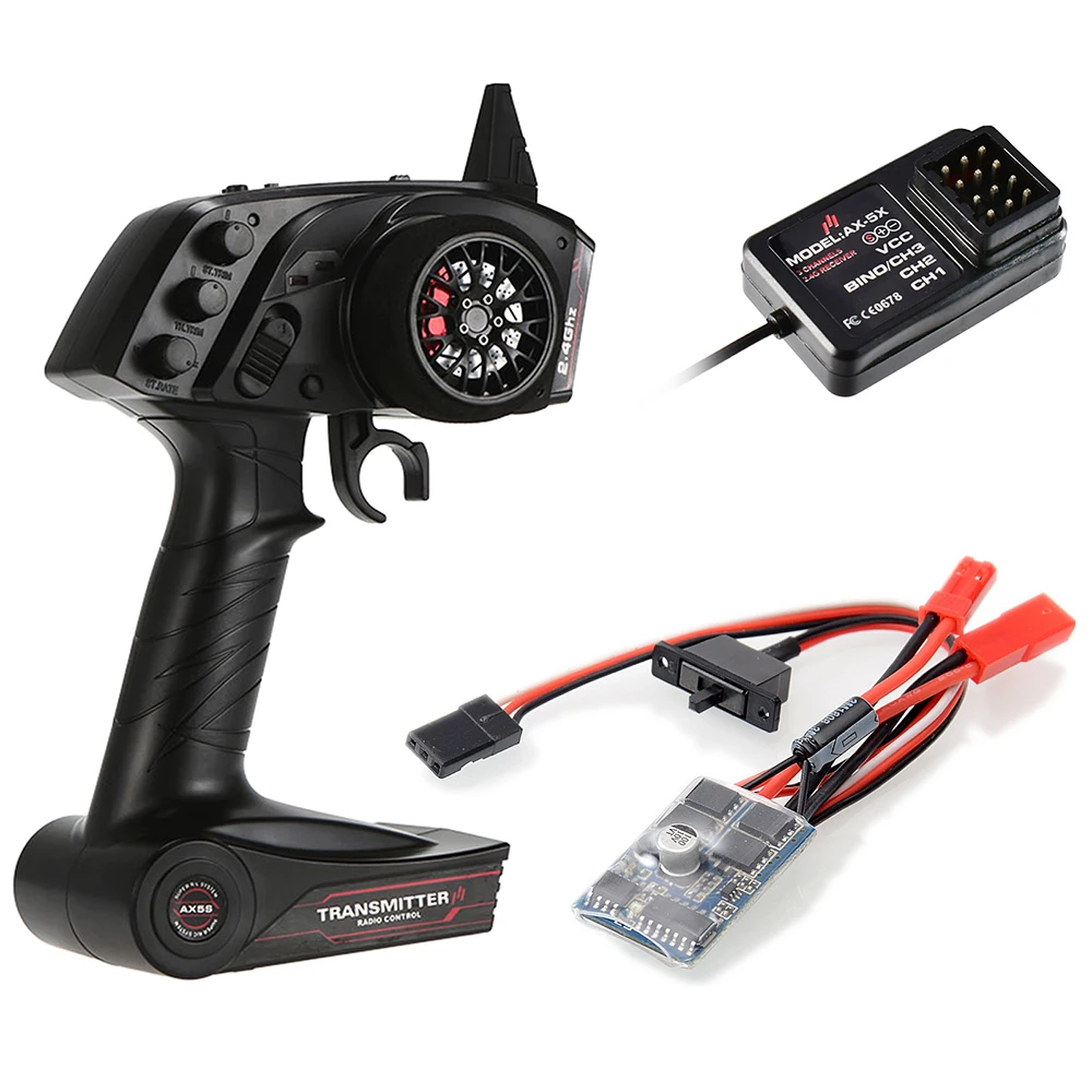 AUSTAR AX5S 2.4G 3CH Transmitter with AX-5X Receiver 10A Brushed ESC for 1/10 1/8 RC Crawler