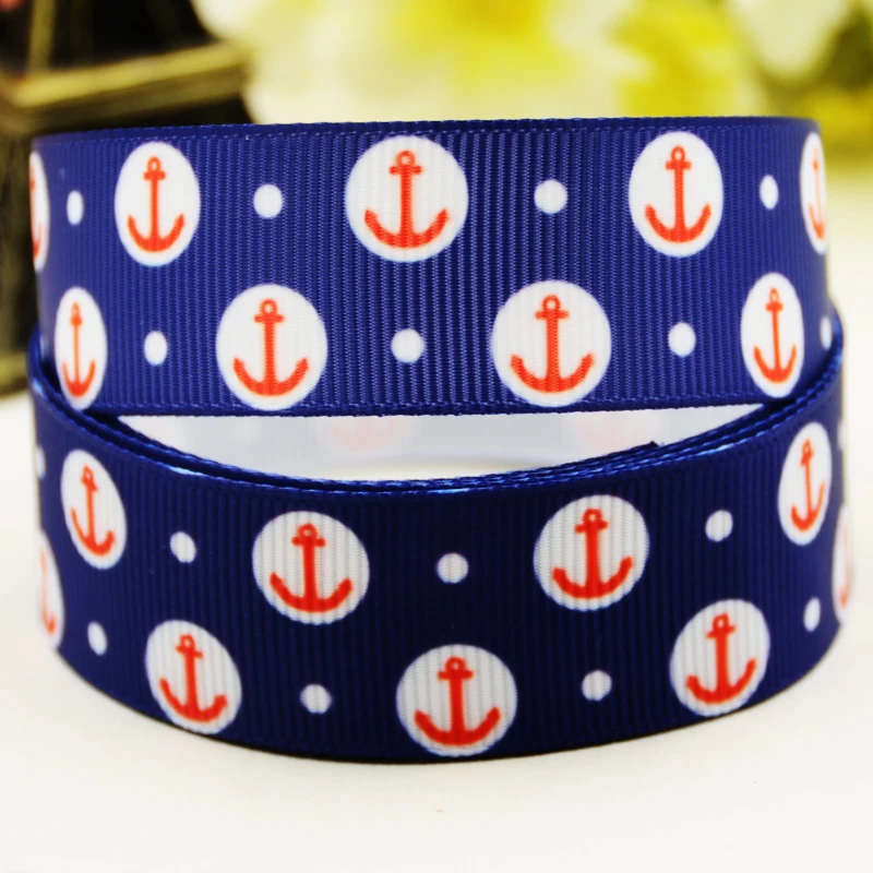 22mm 25mm 38mm 75mm Ship & Anchor Cartoon printed Grosgrain Ribbon party decoration 10 Yards satin ribbons