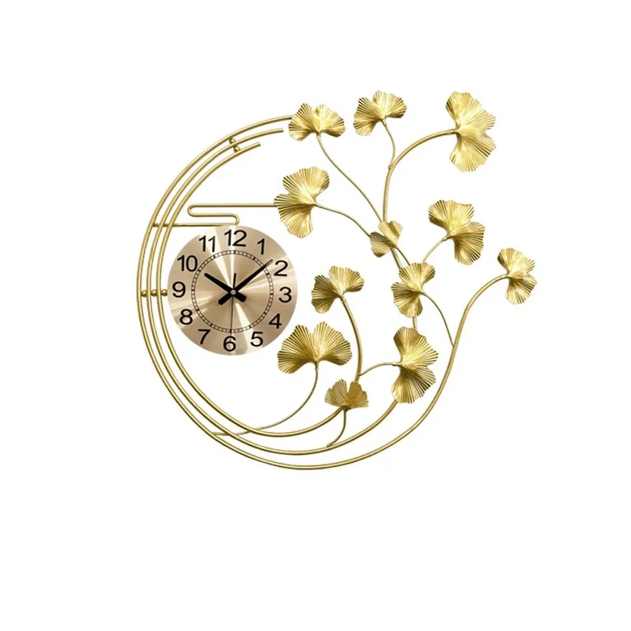 Metal Living Room Wall Clock Chinese Style Gold Color Minimalistic Big Digital Wall Clock Battery Reloj Pared Wall Decor AH50WC