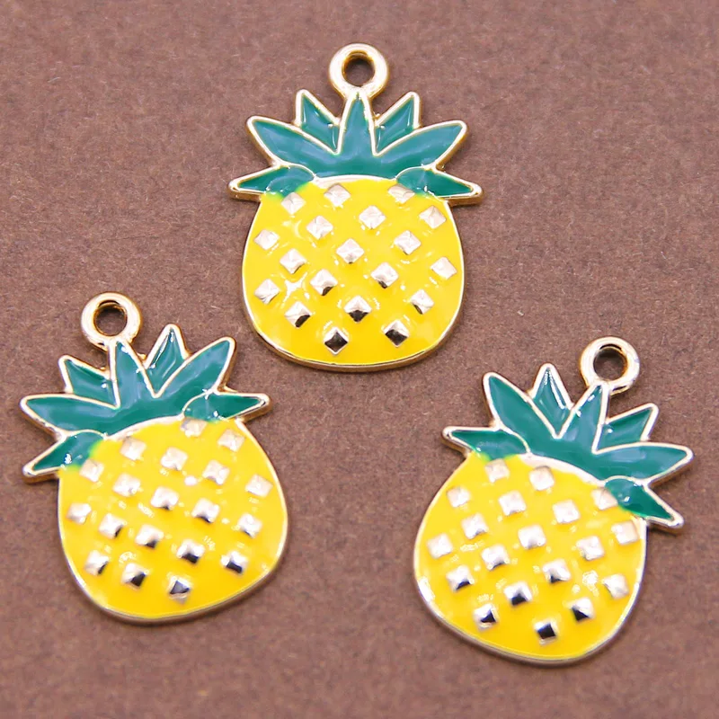 6pcs/lot Cute Enamel Charms for Earrings Pendants Necklace Fruit Strawberry Watermelon Pineapple Charms DIY Bracelet Jewelry