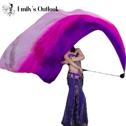 Customized 1pcs Belly Dance Silk Veil Poi Thrown Balls Music Festivals Costumes Clubs Props Fire Poi Set 2.7mx1.14m(106x45