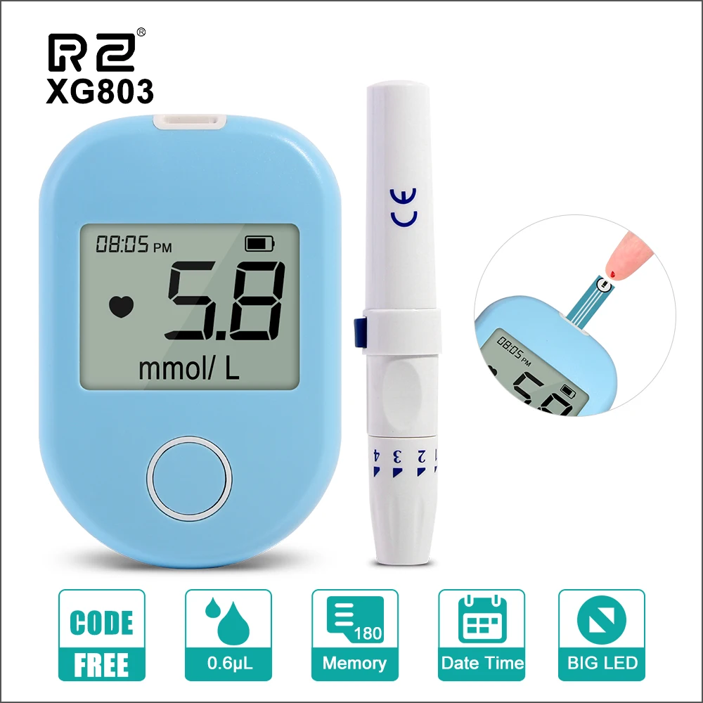 

RZ Blood Glucose Meter Test Strips Lancets 50/100pcs Medical Glucometer Kit Diabetes Tester Blood Sugar Meter Health Care Tools