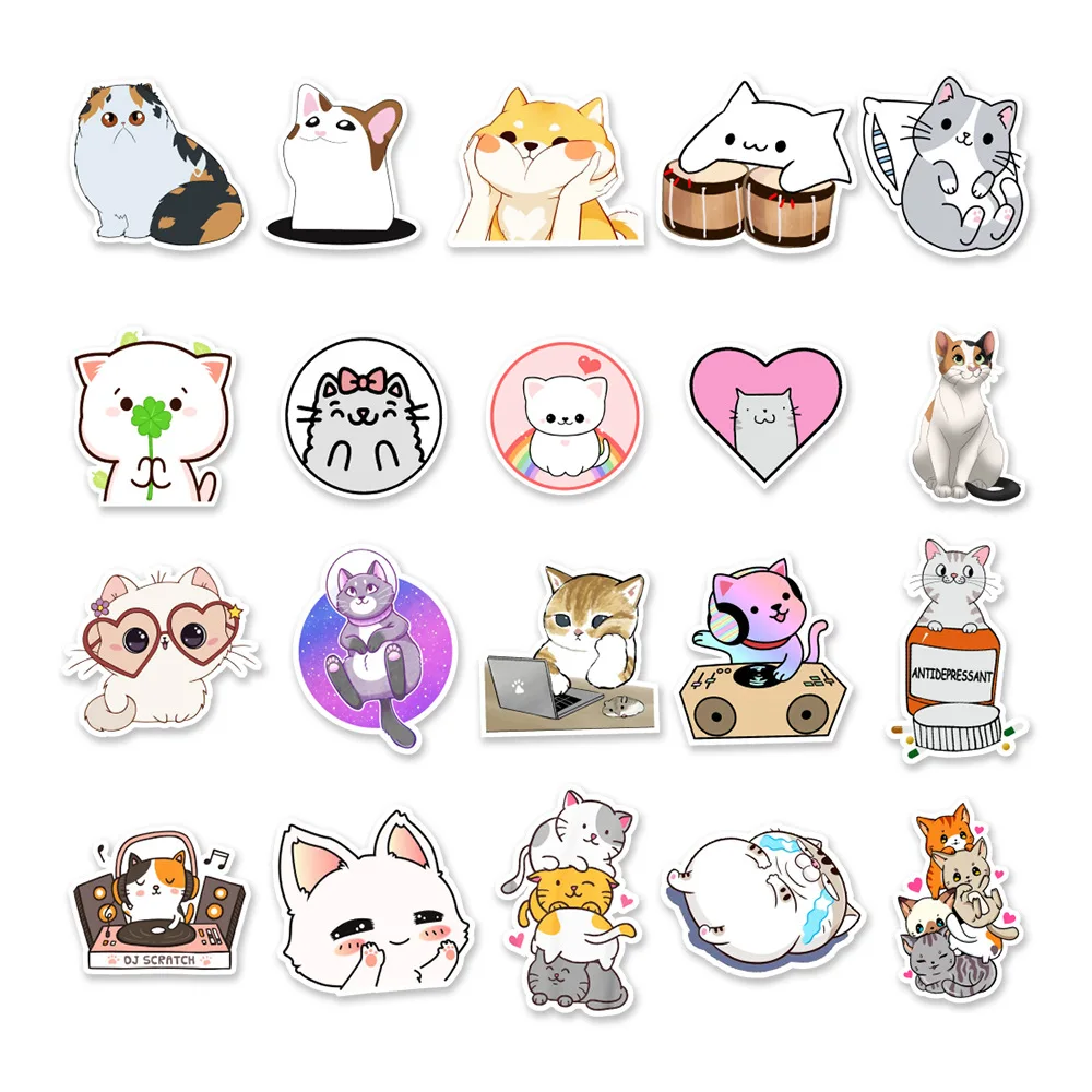 10/30/50Pcs สติกเกอร์แมวการ์ตูนของเล่นน่ารักสัตว์ Decals DIY สเก็ตบอร์ดสมุดภาพโทรศัพท์แล็ปท็อปกีต้าร์รถสติกเกอร์ Graffiti ของขวัญ