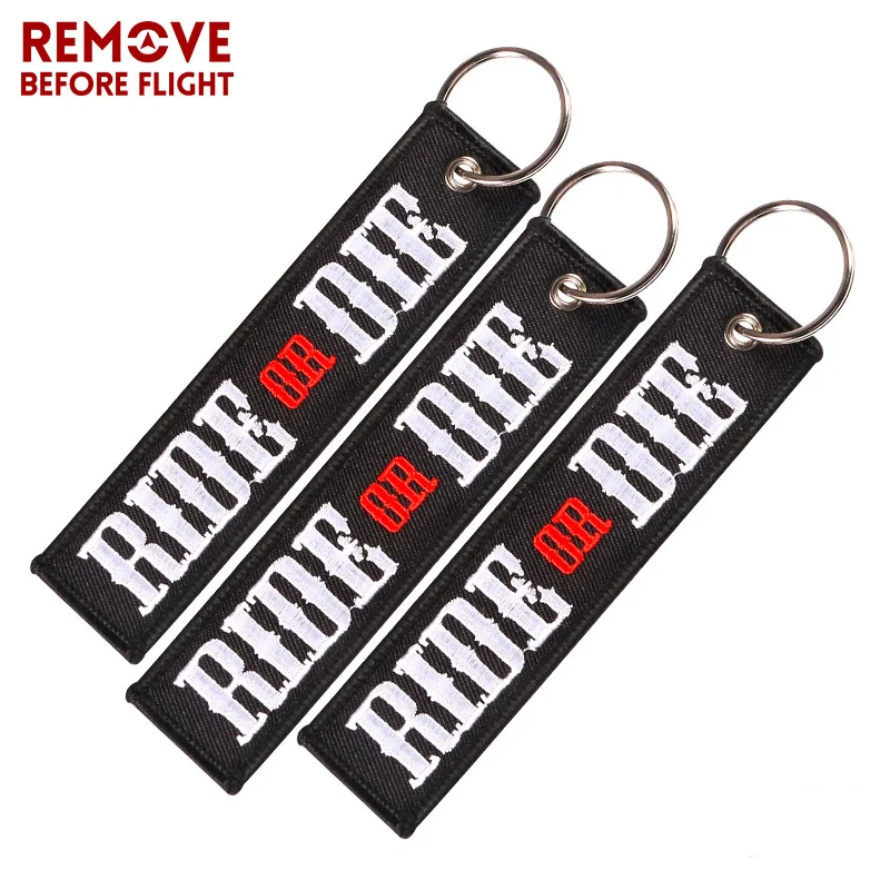 Wholesale Car Keychains for Motors RIDE OR DIE Embroidery Letter Key Chain Bijoux Gifts Porte Clef Customized Key Ring Key Chain