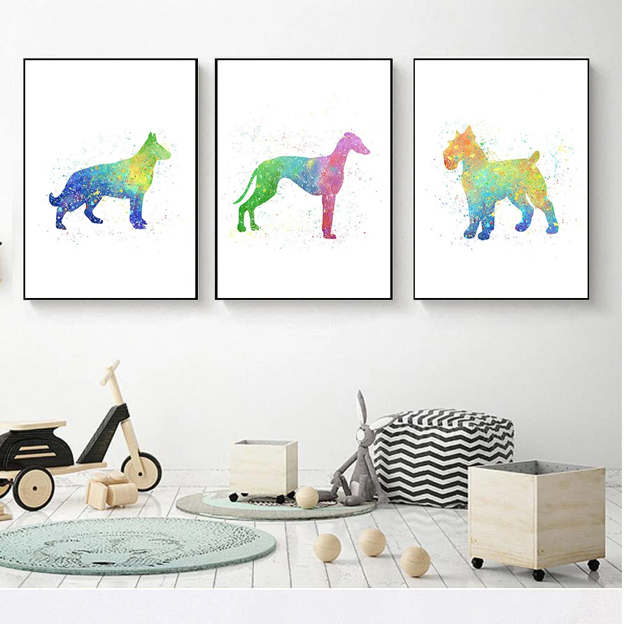 Watercolor Pet Dog Poster Nordic Greyhound Dachshund Canvas Art Print Wall Picture Living Room Decortion Abstract Painting