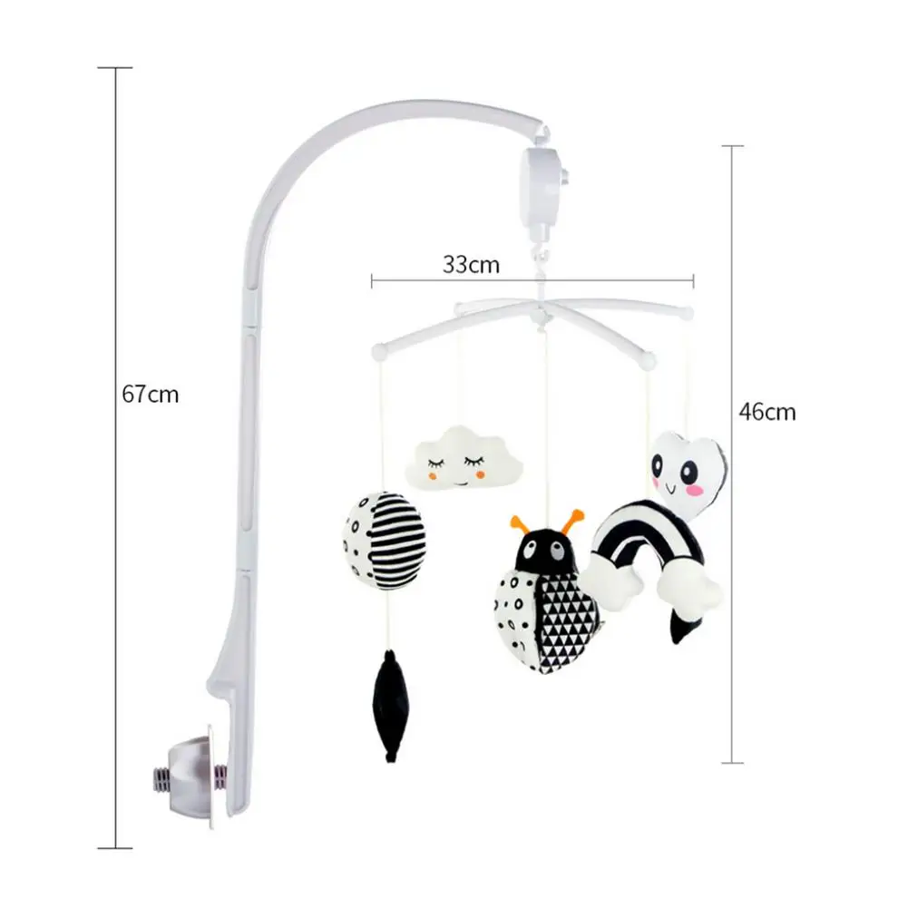 Детская кроватка, музыкальный мобиль черного и белого цвета для детской кроватки, подвесной, детский, съемный
