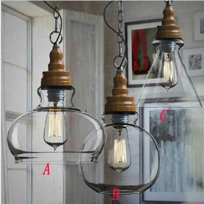 

Creative Nordic glass pendant lights Single head Hanging Lights light fixture E27 light bulb ST64 40W 110V/220V lustre