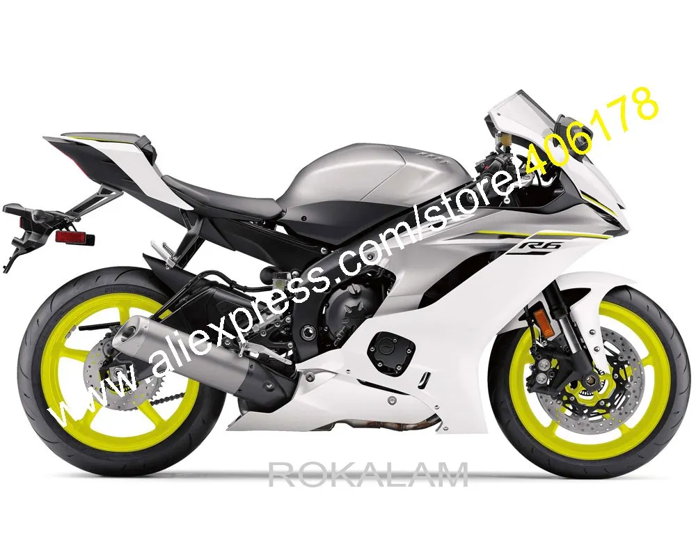 

For YZF600 R6 2017 2018 2019 2020 YZF-R6 17 18 19 20 Gray White Aftermarket ABS Motorcycle Fairing Kit (Injection Molding)