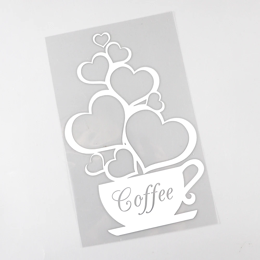 YJZT 10.8CM×16.9CM Coffee Shop Cup Hearts Love Decal Vinyl Car Sticker Black/Silver 8A-1162