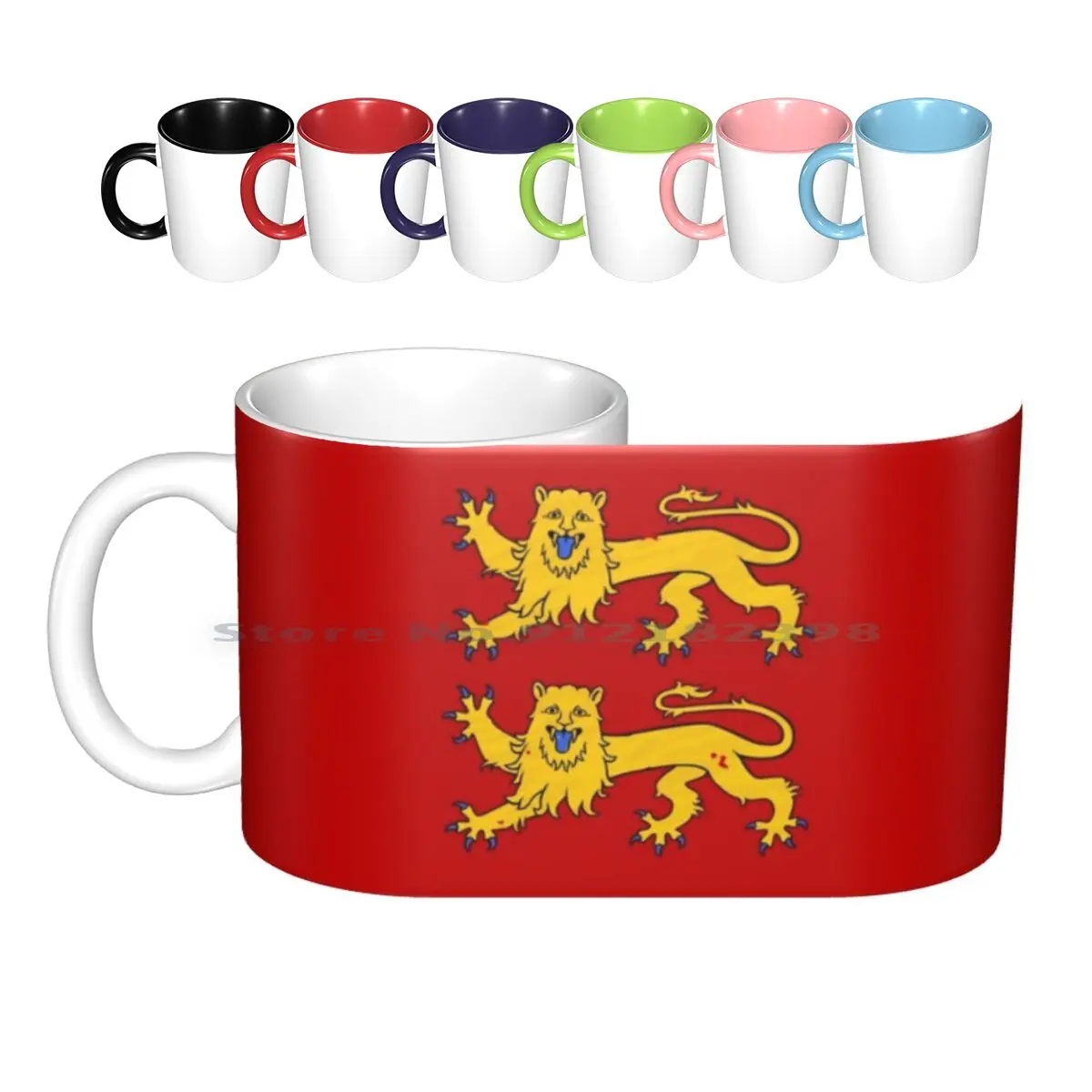 Normandy Coat Of Arms Ceramic Mugs Coffee Cups Milk Tea Mug Normandy Normandie Coat Of Arms Emblem Symbol Lions Two Lions Lion