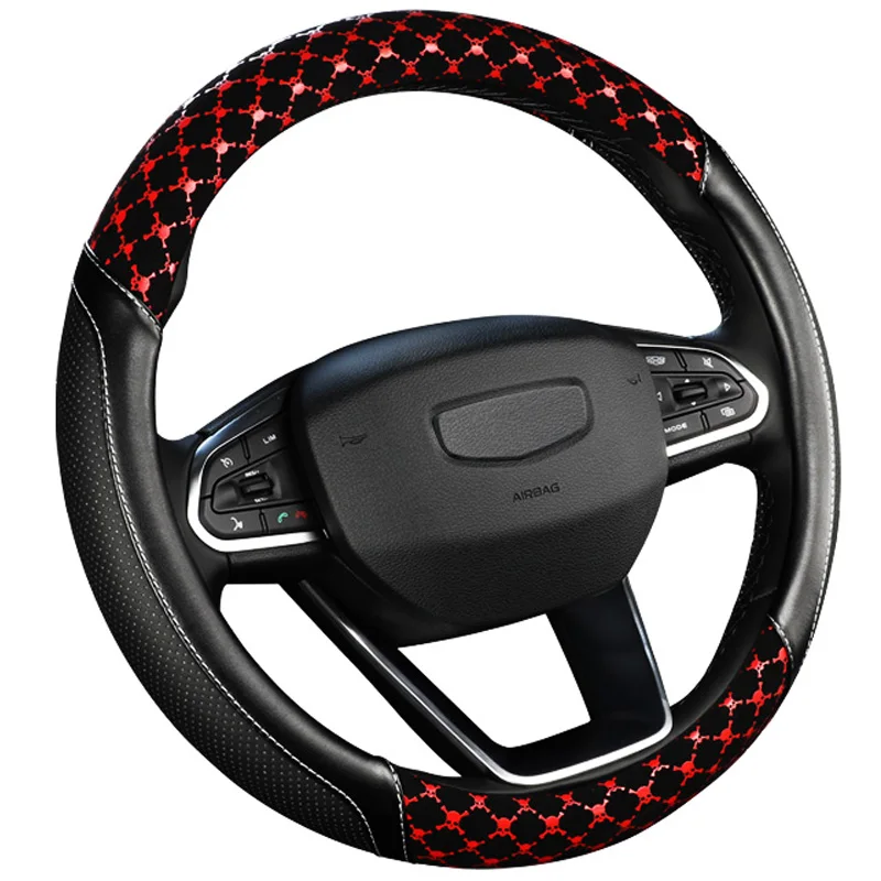 Skull Brand New Carved Viscose Pu Leather Car Steering Wheel Cover, Hubs for renault sandero RU4 X30