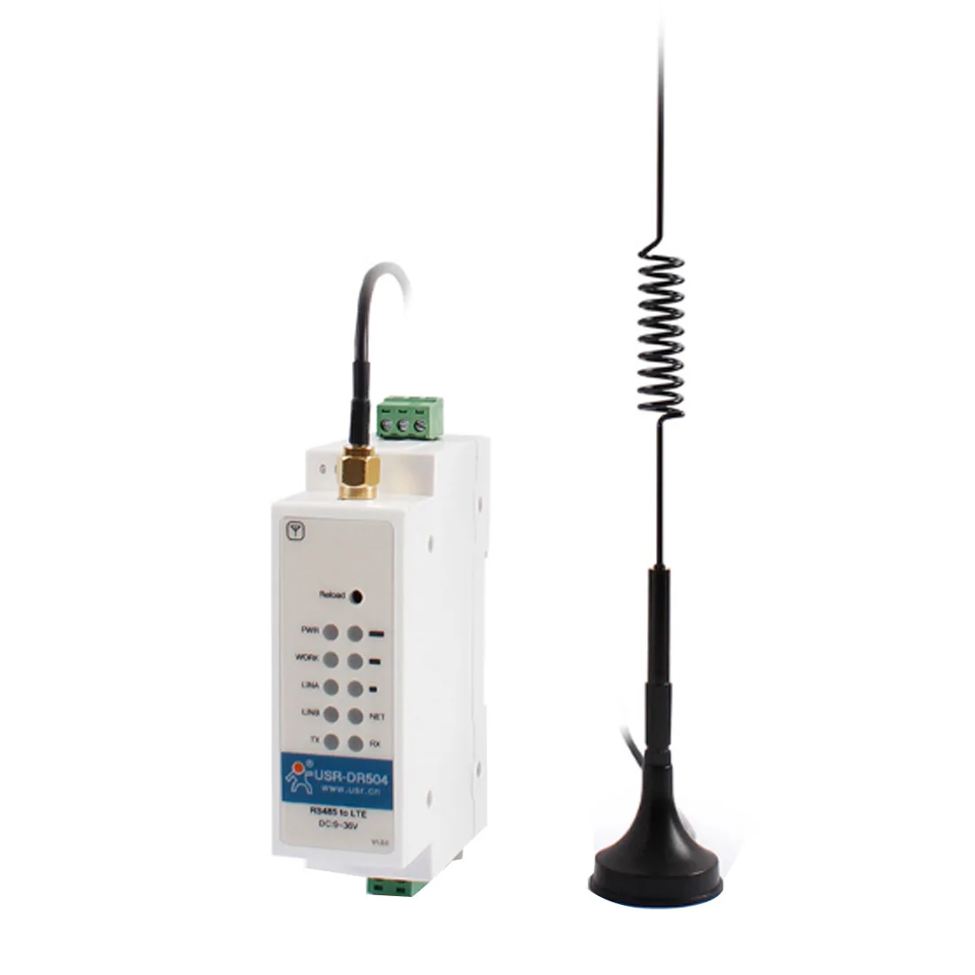 USR-DR504-G DC9-36V Din Rail Mounted Global Bands Modbus RTU to TCP RS485 to 4G LTE Industrial Cellular Modem with Sim Card Slot